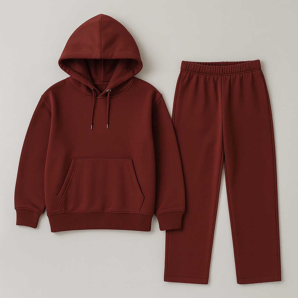 Girls Burgundy Hoodie Set