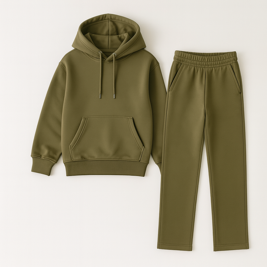Unisex Olive Green Hoodie Set