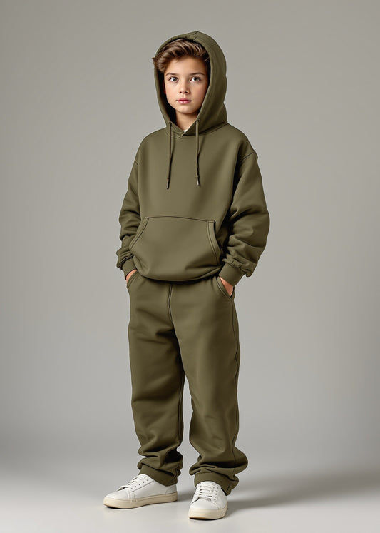 Unisex Olive Green Hoodie Set